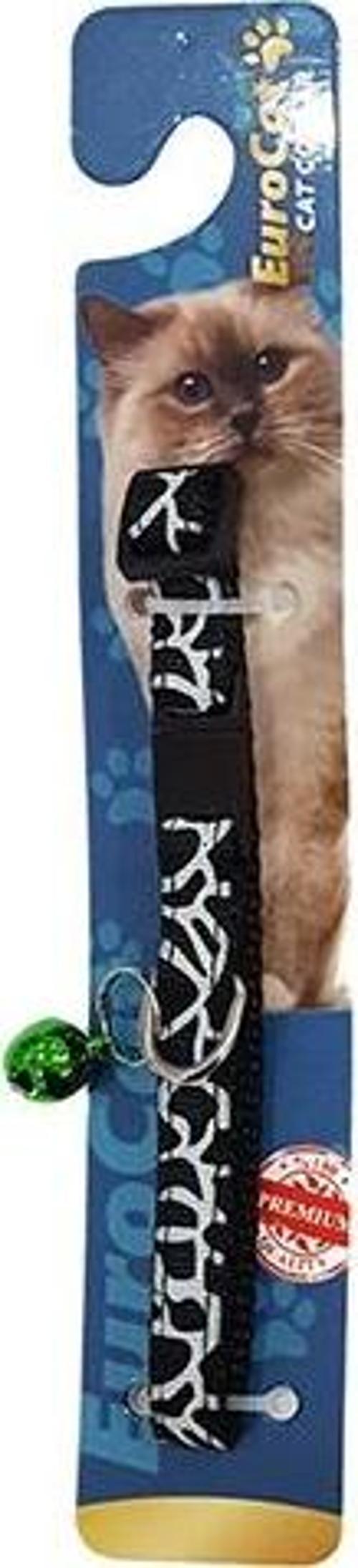 Çizgi Desenli Çıngıraklı Kedi Boyun Tasması Siyah