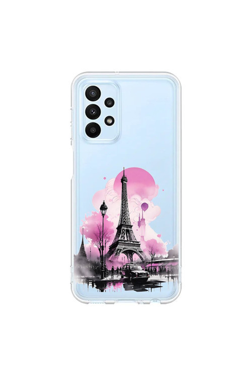 Samsung Galaxy A23 Uyumlu Şeffaf Kılıf Paris 1 Tasarımlı