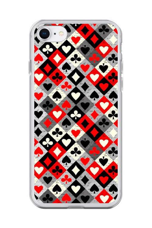 İphone 7 Uyumlu Şeffaf Kılıf İskambil Tasarımlı 1