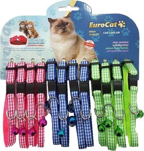Renkli Ekoseli Çıngıraklı Kedi Boyun Tasması 12'li