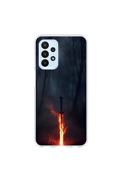 Samsung Galaxy A23 Uyumlu Şeffaf Kılıf Kılıç Tasarımlı