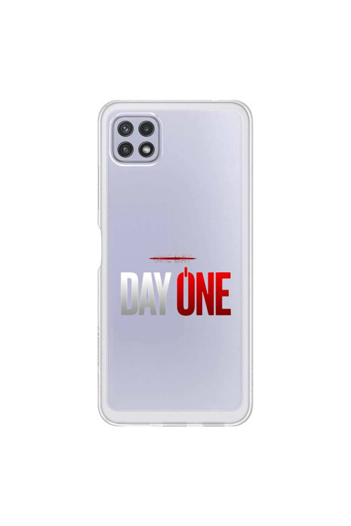 Samsung Galaxy A22 Uyumlu Şeffaf Kılıf One Day/Day One Tasarımlı