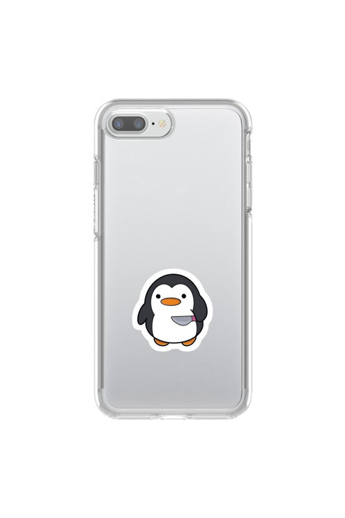 İphone 7 Plus Uyumlu Şeffaf Kılıf Couple Penguen 2 Tasarımlı