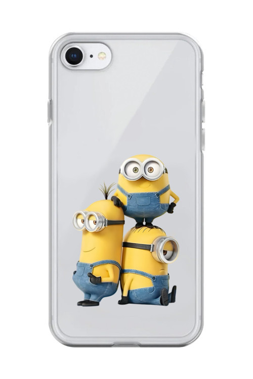 İphone 8 Uyumlu Şeffaf Kılıf Cartoon Minions 10 Tasarımlı