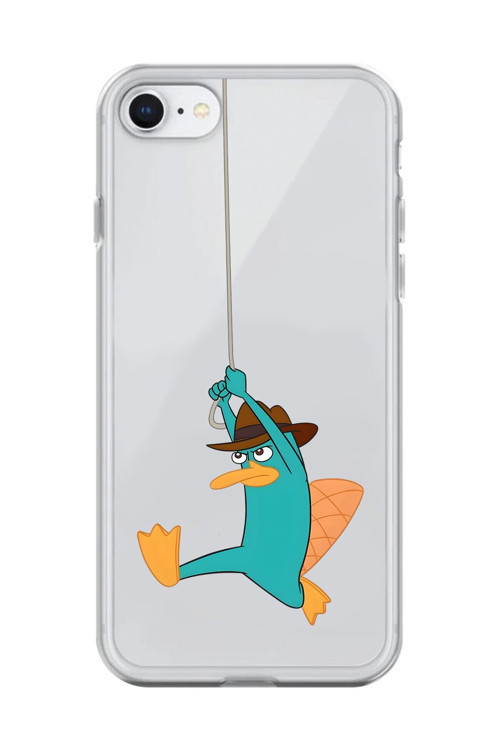 İphone 8 Uyumlu Şeffaf Kılıf Cartoon Ornitorenk Perry 11 Tasarımlı