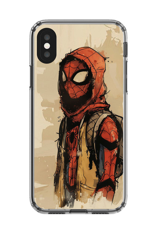 İphone X Uyumlu Şeffaf Kılıf Spider-Man Tablo Tasarımlı