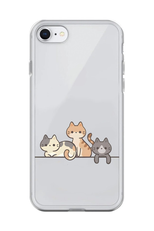 İphone 6S Uyumlu Şeffaf Kılıf Şeffaf Kedişler 4 Tasarımlı