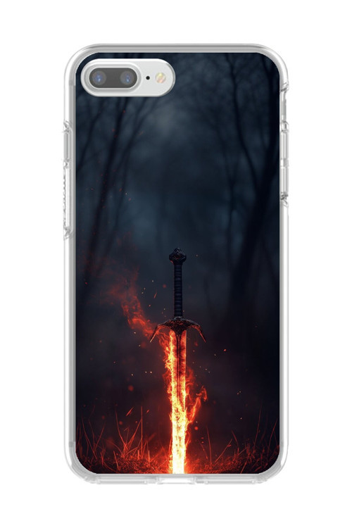 İphone 7 Plus Uyumlu Şeffaf Kılıf Kılıç Tasarımlı