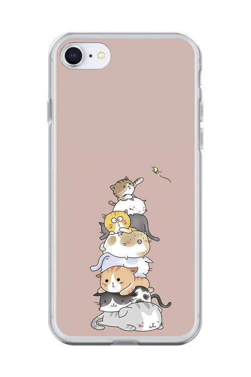 İphone 6S Uyumlu Şeffaf Kılıf Kedişler 1 Tasarımlı