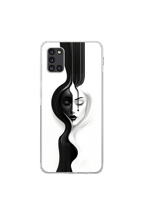 Samsung Galaxy A31 Uyumlu Şeffaf Kılıf Estetik Yüz 3 Tasarımlı