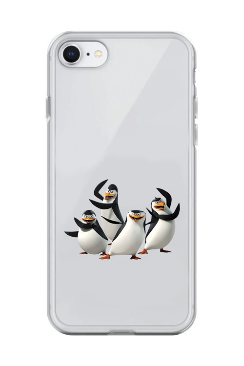 İphone 8 Uyumlu Şeffaf Kılıf Cartoon Madagaskar Penguenleri 8 Tasarımlı