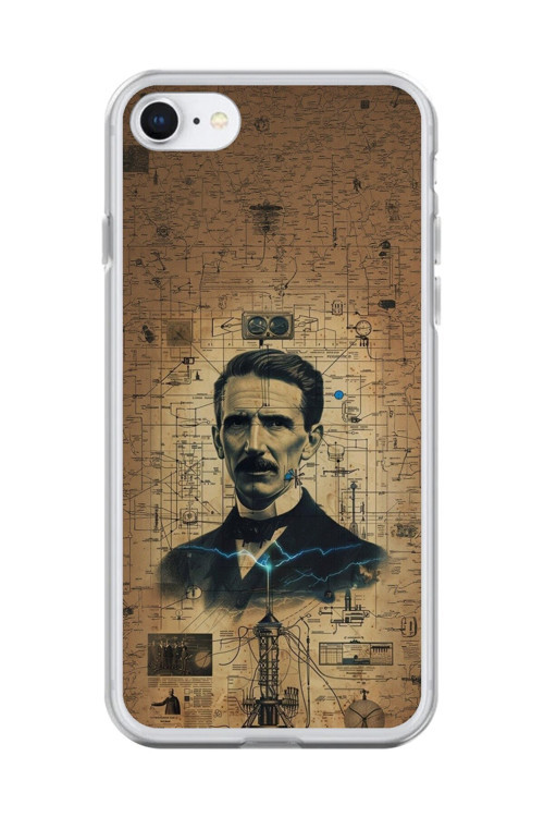 İphone 6 Plus Uyumlu Şeffaf Kılıf Nicola Tesla Tasarımlı