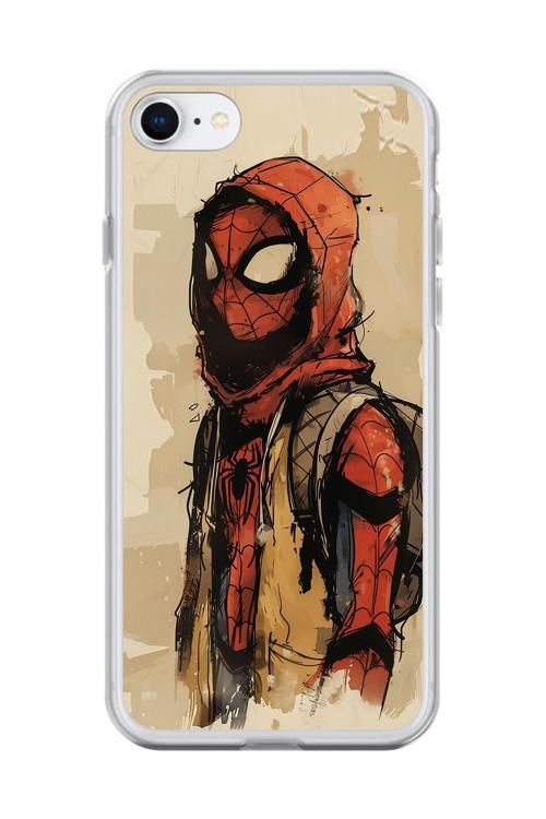 İphone 6 Plus Uyumlu Şeffaf Kılıf Spider-Man Tablo Tasarımlı