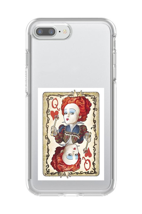 İphone 8 Plus Uyumlu Şeffaf Kılıf Kartlar Queen 3 Tasarımlı