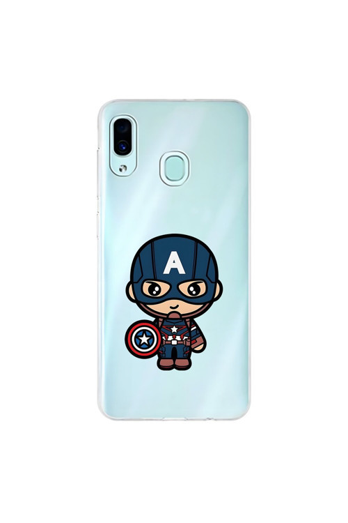 Samsung Galaxy A30 Uyumlu Şeffaf Kılıf Chibi 4 Tasarımlı