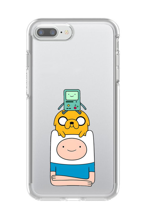 İphone 8 Plus Uyumlu Şeffaf Kılıf Cartoon Adventure Time 1 Tasarımlı