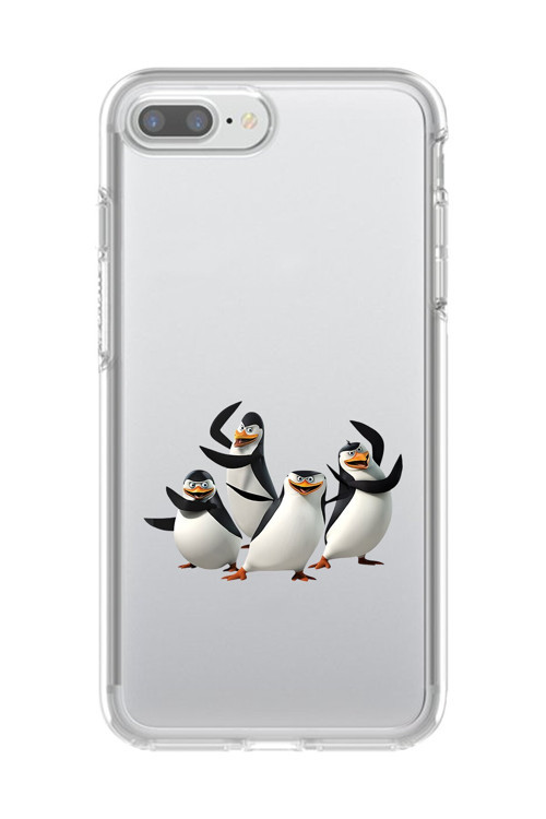 İphone 8 Plus Uyumlu Şeffaf Kılıf Cartoon Madagaskar Penguenleri 8 Tasarımlı