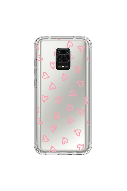 Xiaomi Redmi Note 9 Pro Uyumlu Şeffaf Kılıf Şeffaf Kalp 3 Tasarımlı