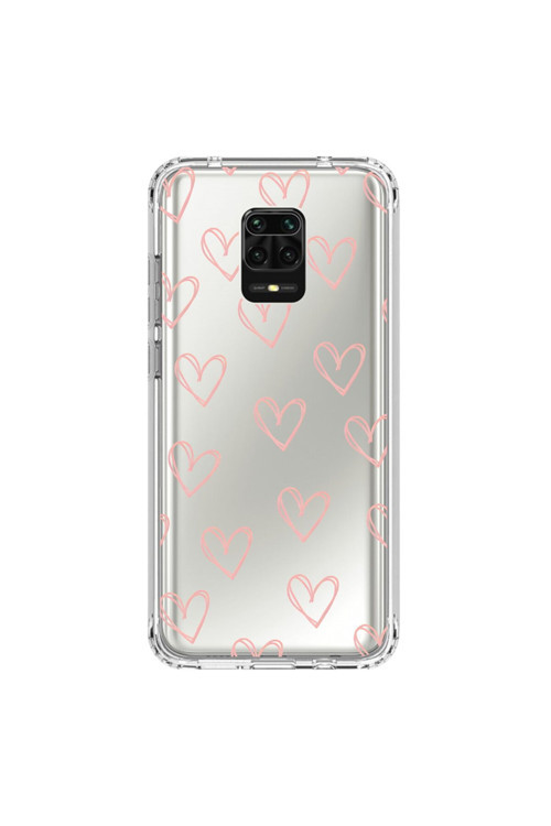 Xiaomi Redmi Note 9 Pro Uyumlu Şeffaf Kılıf Şeffaf Kalp 2 Tasarımlı