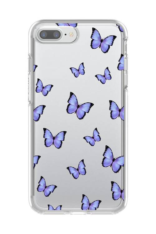İphone 7 Plus Uyumlu Şeffaf Kılıf Şeffaf Şeffaf Kelebek 3 Tasarımlı