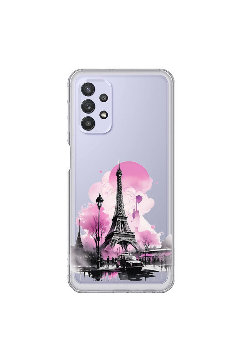 Samsung Galaxy A32 Uyumlu Şeffaf Kılıf Paris 1 Tasarımlı