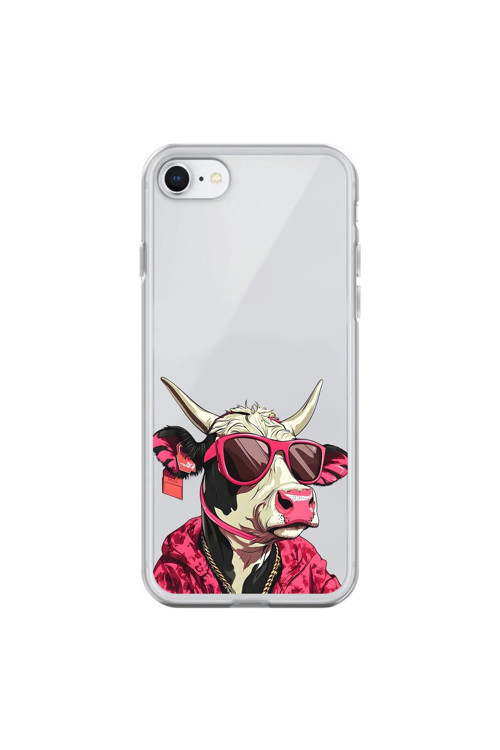 İphone 7 Uyumlu Şeffaf Kılıf Cool İnek Tasarımlı