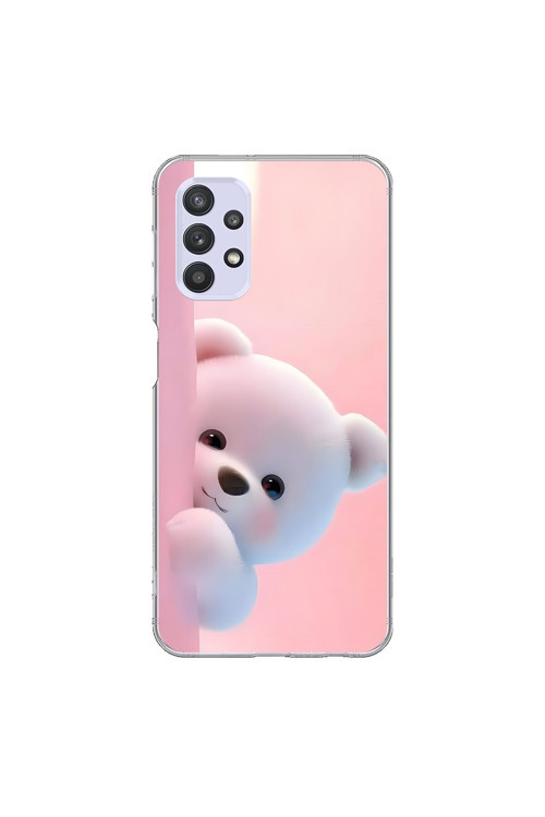 Samsung Galaxy A32 Uyumlu Şeffaf Kılıf 1 Peluş Ayıcık Tasarımlı