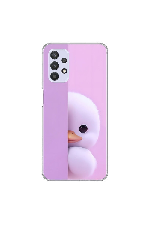 Samsung Galaxy A32 Uyumlu Şeffaf Kılıf 3 Peluş Ördek Tasarımlı