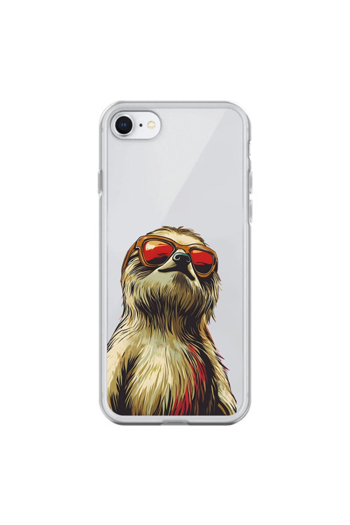 İphone 7 Uyumlu Şeffaf Kılıf Cool Tembel Hayvan Tasarımlı