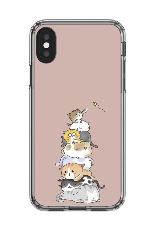 İphone Xs Max Uyumlu Şeffaf Kılıf Kedişler 1 Tasarımlı