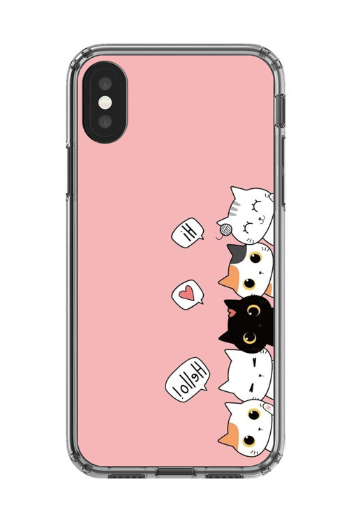 İphone Xs Max Uyumlu Şeffaf Kılıf Kedişler 2 Tasarımlı