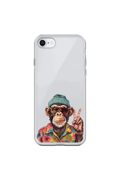 İphone 7 Uyumlu Şeffaf Kılıf Cool Maymun Tasarımlı