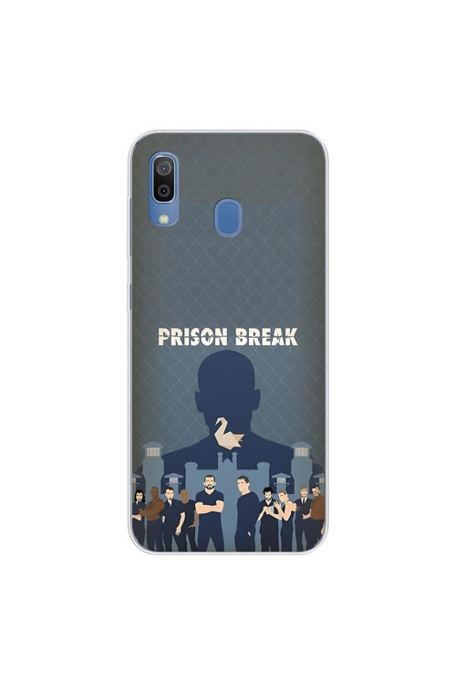 Samsung Galaxy A20 Uyumlu Şeffaf Kılıf Prison Break Tasarımlı