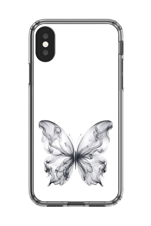İphone X Uyumlu Şeffaf Kılıf Dumanlı Kelebek Tasarımlı