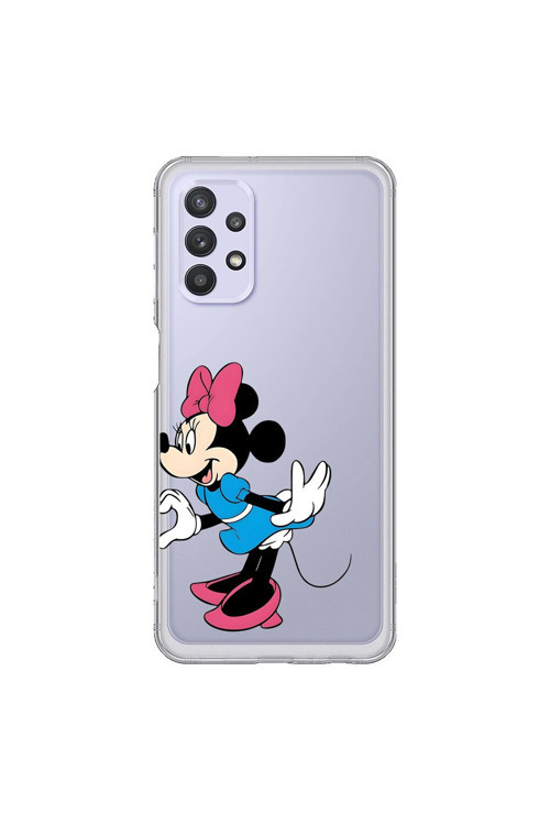 Samsung Galaxy A32 Uyumlu Şeffaf Kılıf Couple Minnie 2 Tasarımlı