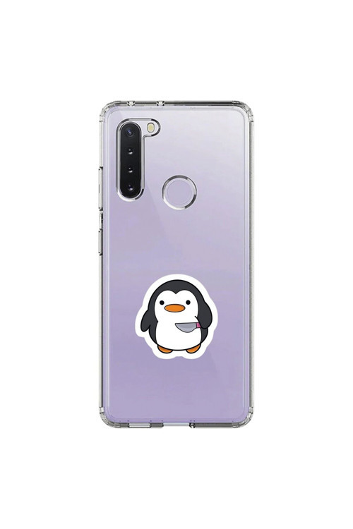 Samsung Galaxy A21 Uyumlu Şeffaf Kılıf Couple Penguen 2 Tasarımlı