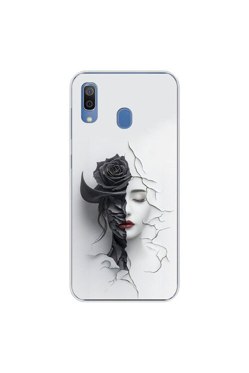 Samsung Galaxy A20 Uyumlu Şeffaf Kılıf Estetik Yüz 4 Tasarımlı