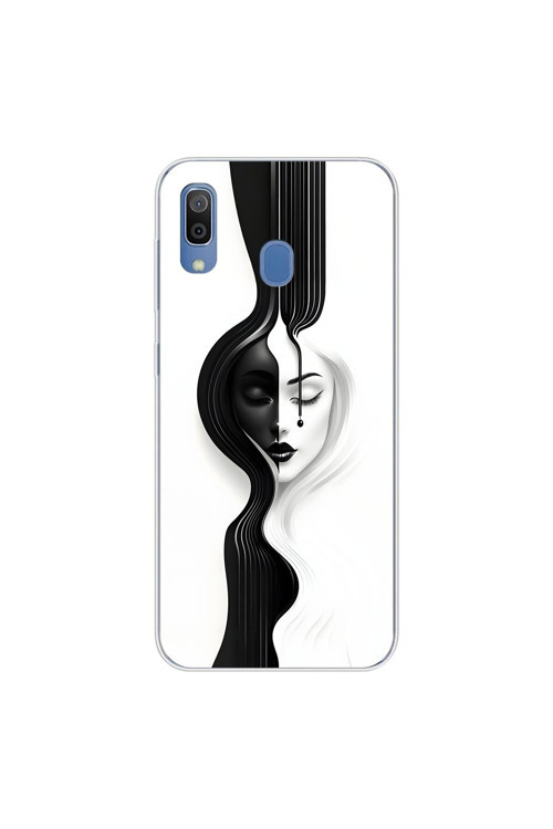 Samsung Galaxy A20 Uyumlu Şeffaf Kılıf Estetik Yüz 3 Tasarımlı