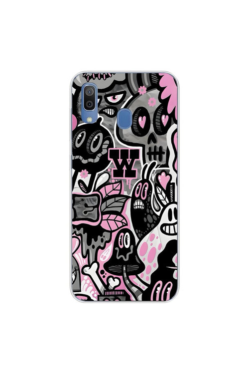 Samsung Galaxy A20 Uyumlu Şeffaf Kılıf Graffiti 10 Tasarımlı