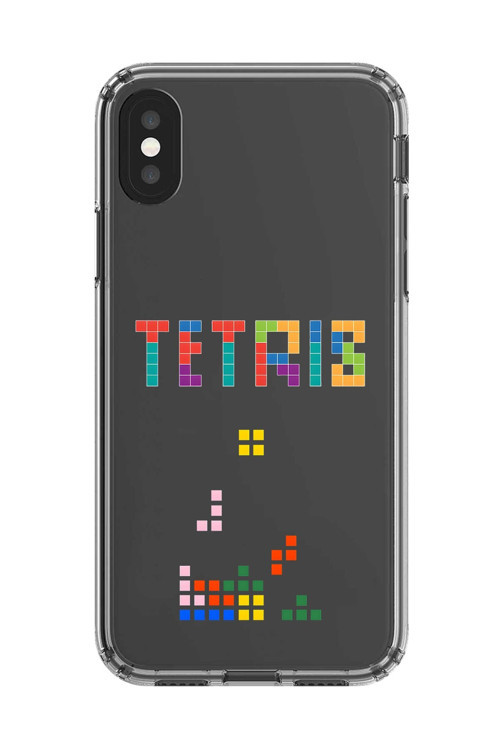 İphone Xs Max Uyumlu Şeffaf Kılıf 3 Tetris Tasarımlı