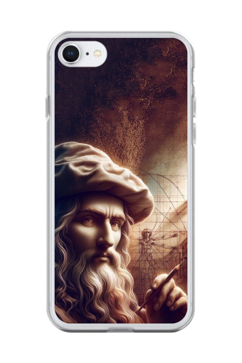 İphone 7 Uyumlu Şeffaf Kılıf Leonardo Da Vinci Tasarımlı