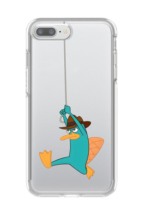 İphone 7 Plus Uyumlu Şeffaf Kılıf Cartoon Ornitorenk Perry 11 Tasarımlı