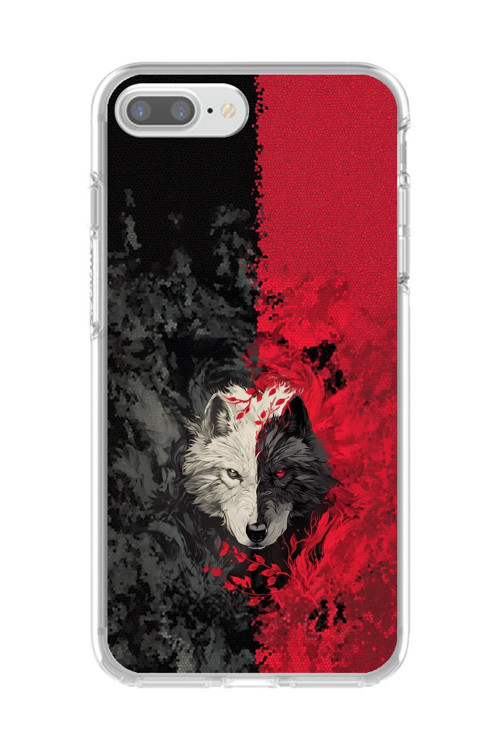İphone 8 Plus Uyumlu Şeffaf Kılıf Kurt Tasarımlı