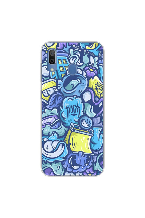 Samsung Galaxy A20 Uyumlu Şeffaf Kılıf Graffiti 9 Tasarımlı