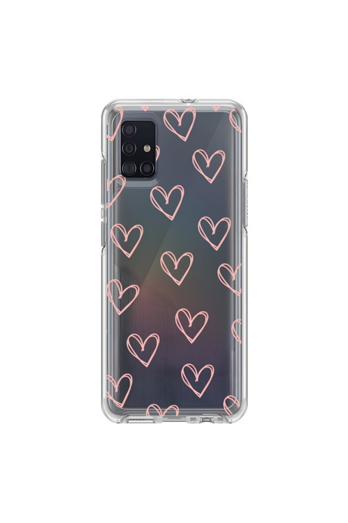 Samsung Galaxy A51 Uyumlu Şeffaf Kılıf Şeffaf Kalp 2 Tasarımlı