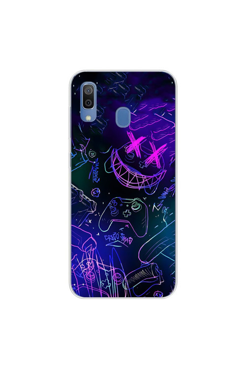 Samsung Galaxy A20 Uyumlu Şeffaf Kılıf Graffiti 4 Tasarımlı