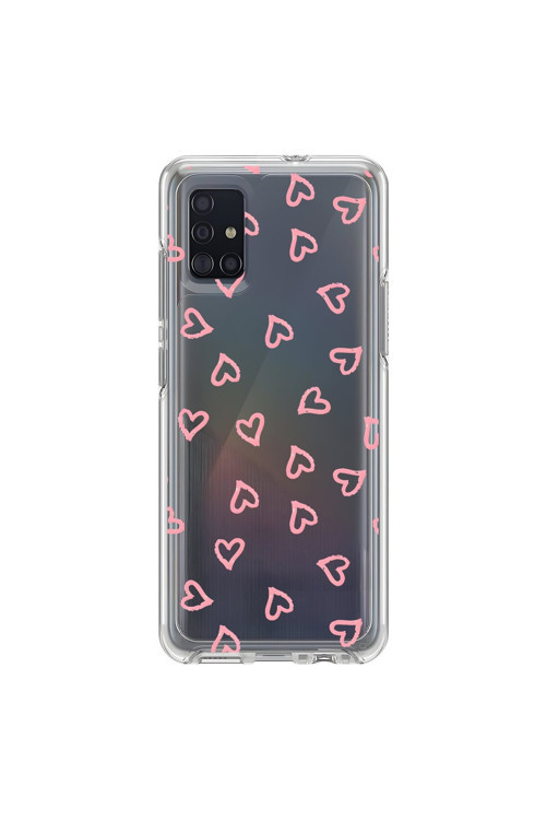 Samsung Galaxy A51 Uyumlu Şeffaf Kılıf Şeffaf Kalp 3 Tasarımlı