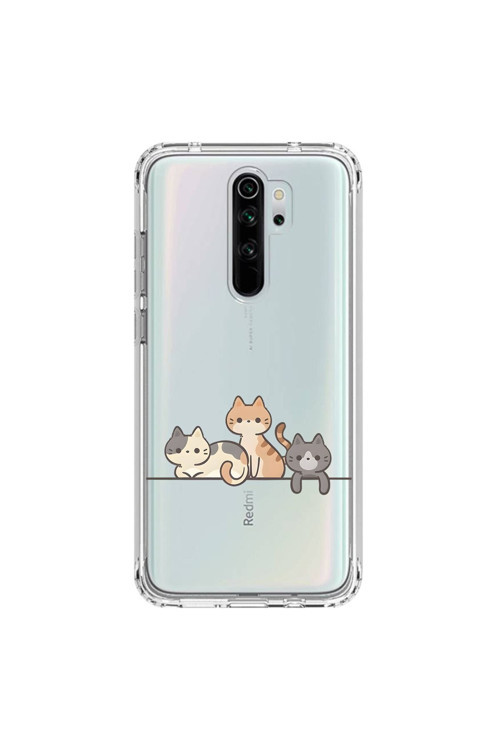 Xiaomi Redmi Note 8 Pro Uyumlu Şeffaf Kılıf Kedişler 4 Tasarımlı