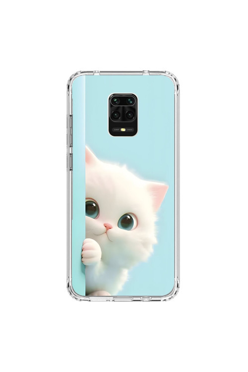 Xiaomi Redmi Note 9 Pro Uyumlu Şeffaf Kılıf 2 Peluş Kedi Tasarımlı