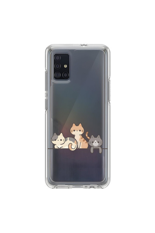 Samsung Galaxy A51 Uyumlu Şeffaf Kılıf Kedişler 4 Tasarımlı